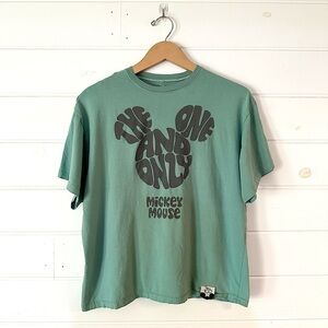 Disney 100 Years Cotton Oversized Relaxed Fit Green Mickey Mouse T-Shirt Sz S